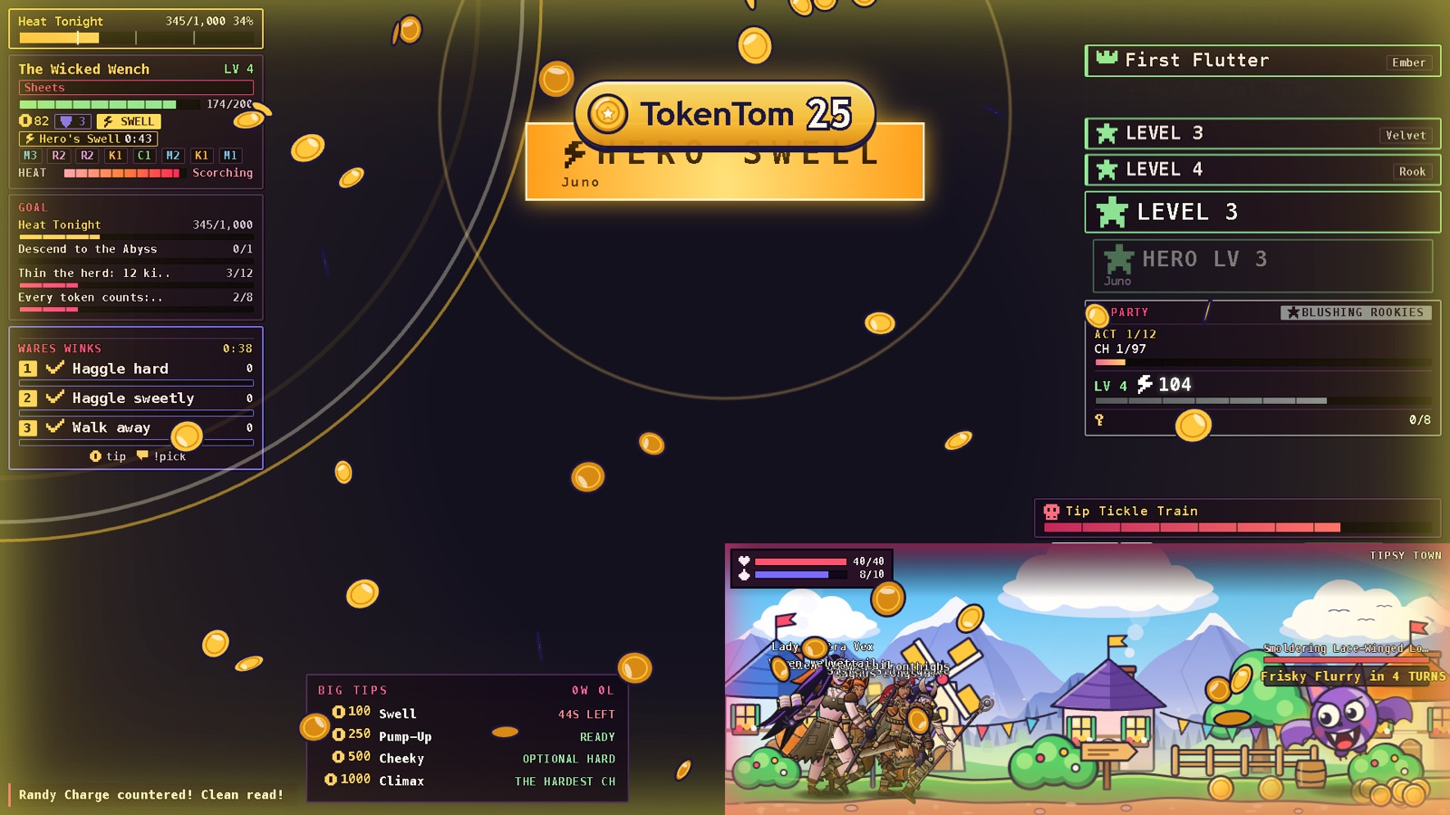 Hero Swell banner with gold confetti as the party levels up